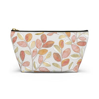 Cherry Plum Leaves Accessory Pouch w T-bottom in Coral